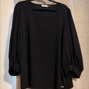 Calvin Klein Black Blouse with Puff Sleeves